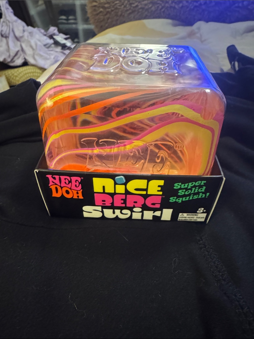 Nee Doh Nice Berg Swirl Super Solid Squish - Neon Orange & Pink